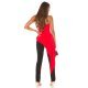 Salopeta eleganta, rosie, cu peplum si umeri goi, asimetrica, Justyne 8 - jojofashion.ro