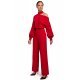 Salopeta dama eleganta, rosie, evazata, cu maneci lungi, asimetrica Jolie 2 - jojofashion.ro