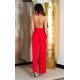Salopeta dama eleganta, rosie, evazata, cu spatele gol, Laura 4 - jojofashion.ro