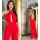 Salopeta dama eleganta, rosie, evazata, cu spatele gol, Laura 5 - jojofashion.ro