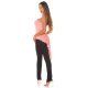 Salopeta eleganta, roz somon, cu peplum si umeri goi, asimetrica, Justyne 5 - jojofashion.ro