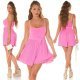 Salopeta scurta, roz, plisata, cu bust buretat si curea, Henda Salopeta scurta, roz, plisata, cu bust buretat si curea, Henda 7 - jojofashion.ro