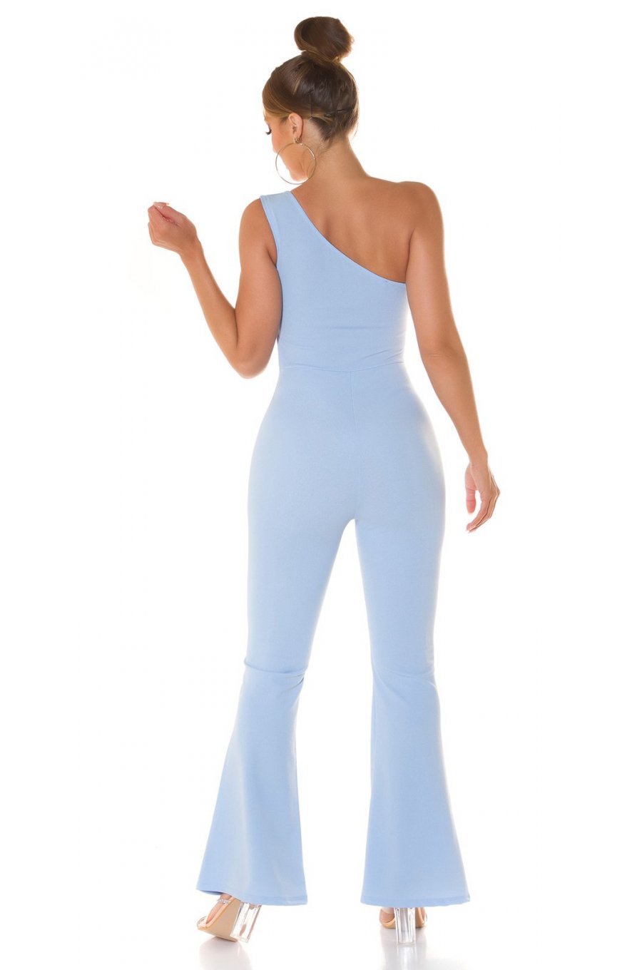 Salopeta dama evazata, baby blue, cu un umar gol, Kinza Salopeta dama evazata, baby blue, cu un umar gol, Kinza 5 - jojofashion.ro