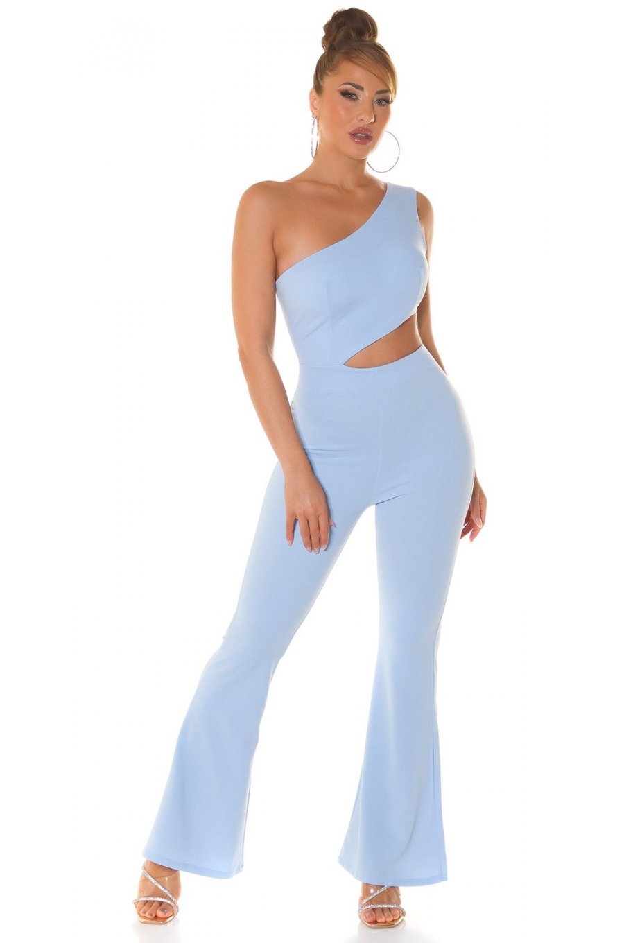 Salopeta dama evazata, baby blue, cu un umar gol, Kinza Salopeta dama evazata, baby blue, cu un umar gol, Kinza 6 - jojofashion.ro