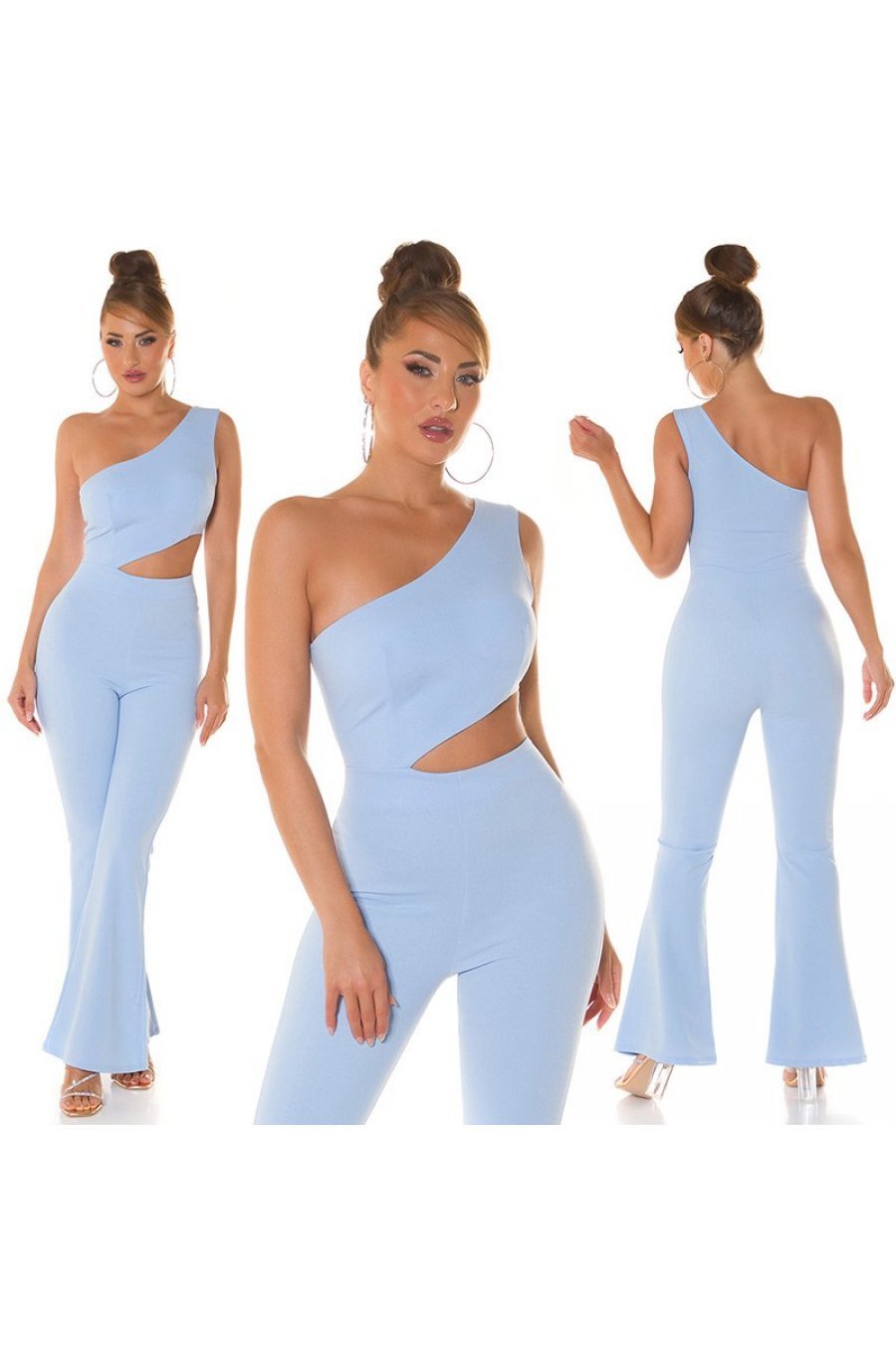 Salopeta dama evazata, baby blue, cu un umar gol, Kinza Salopeta dama evazata, baby blue, cu un umar gol, Kinza 7 - jojofashion.ro