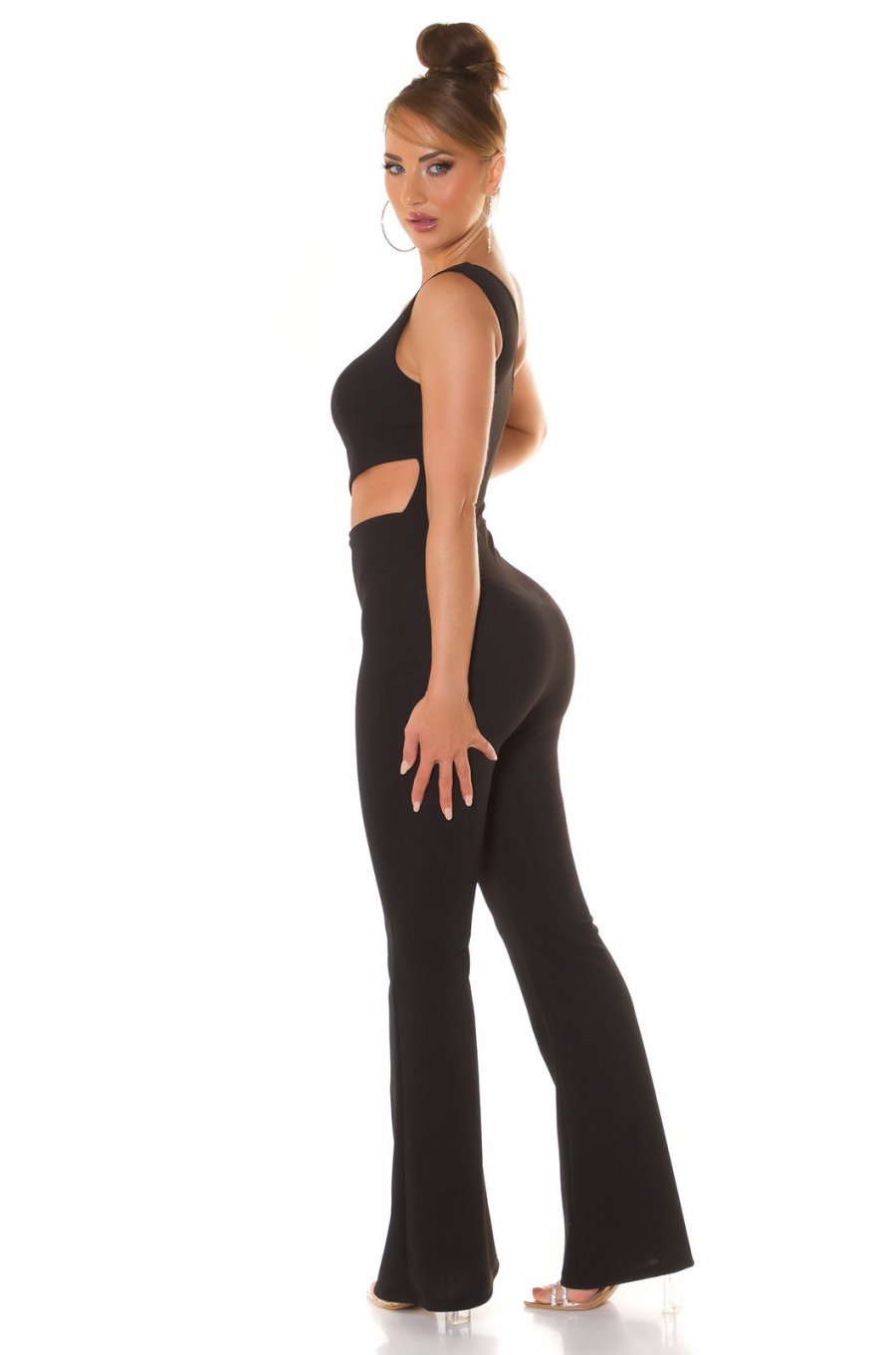 Salopeta dama evazata, neagra, cu un umar gol, Kinza Salopeta dama evazata, neagra, cu un umar gol, Kinza 4 - jojofashion.ro
