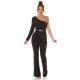 Salopeta evazata, neagra, cu un umar gol si o maneca lunga, Irinushka 4 - jojofashion.ro