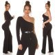 Salopeta evazata, neagra, cu un umar gol si o maneca lunga, Irinushka 7 - jojofashion.ro