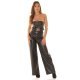 Salopeta evazata, neagra, din piele eco, cu umerii goi, Ashira 6 - jojofashion.ro
