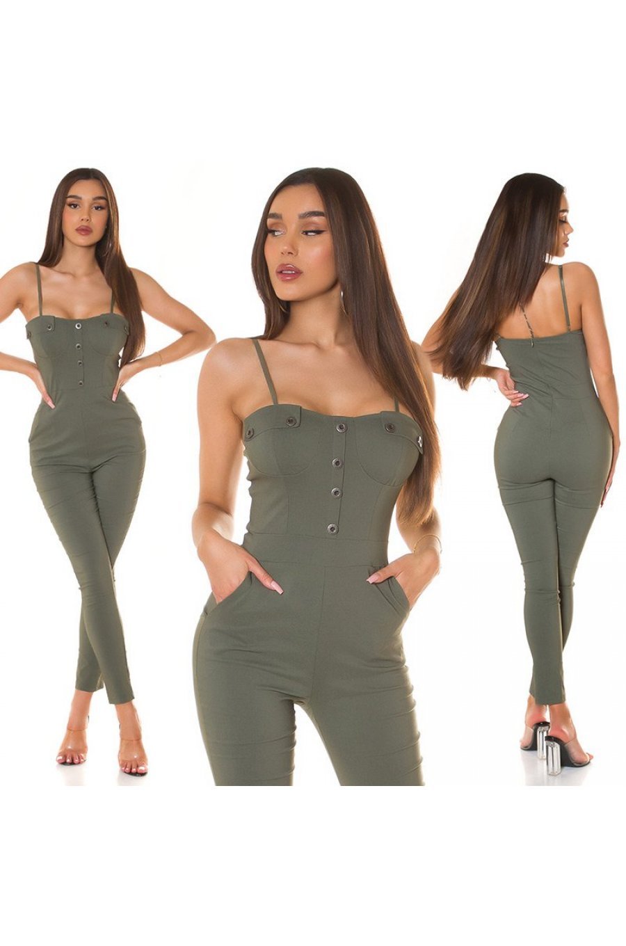 Salopeta dama mulata kaki, vascoza si nylon, Gabriele Salopeta dama mulata kaki, vascoza si nylon, Gabriele 7 - jojofashion.ro