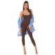 Salopeta mulata, maro, din nylon, Rebecka 4 - jojofashion.ro