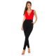 Salopeta dama neagra cu bust rosu in V Inessa 2 - jojofashion.ro