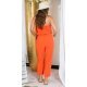 Salopeta dama orange, cu umerii goi, bandeau, Lorette 3 - jojofashion.ro