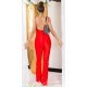 Salopeta dama rosie, mulata, cu spatele gol, Joliena 3 - jojofashion.ro