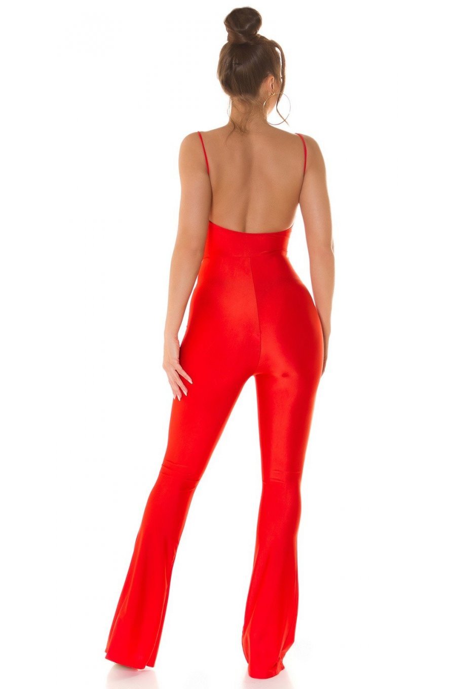 Salopeta dama rosie, mulata, cu spatele gol, Joliena 5 - jojofashion.ro