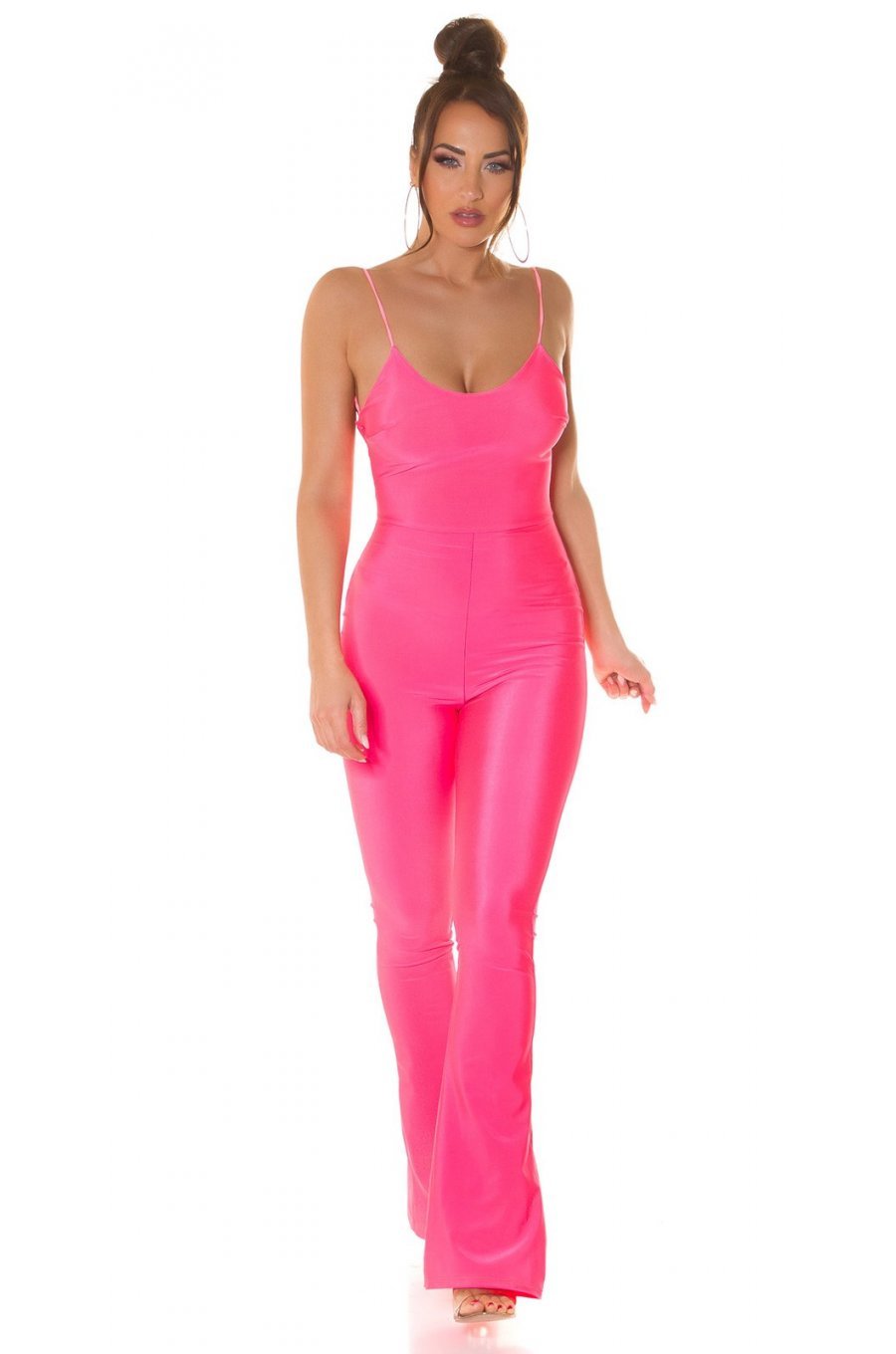 Salopeta dama roz neon, mulata, cu spatele gol, Joliena Salopeta dama roz neon, mulata, cu spatele gol, Joliena 5 - jojofashion.ro