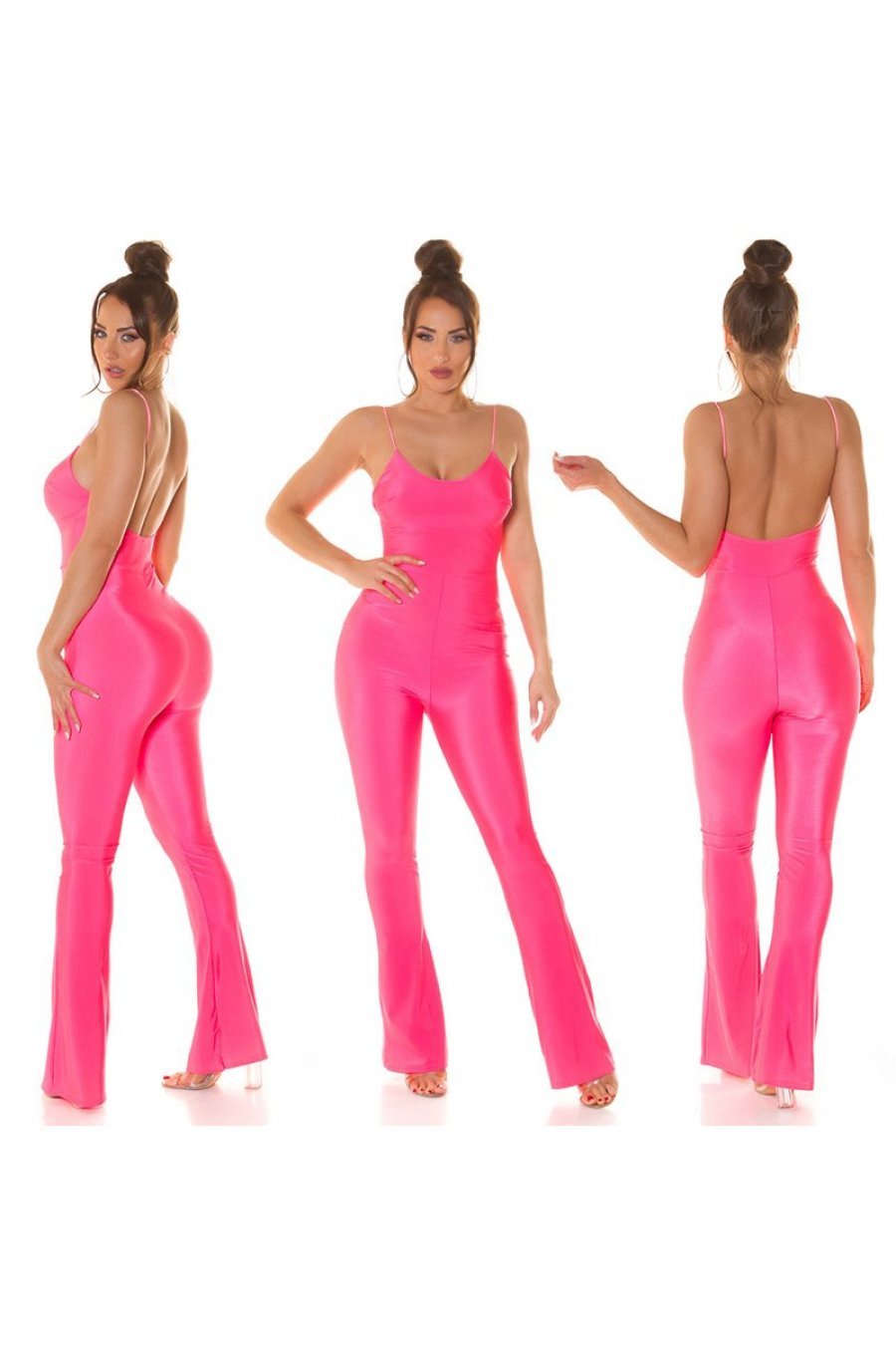 Salopeta dama roz neon, mulata, cu spatele gol, Joliena Salopeta dama roz neon, mulata, cu spatele gol, Joliena 6 - jojofashion.ro