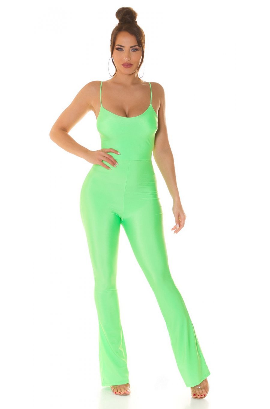 Salopeta verde neon, mulata, cu spatele gol, Joliena Salopeta verde neon, mulata, cu spatele gol, Joliena 3 - jojofashion.ro