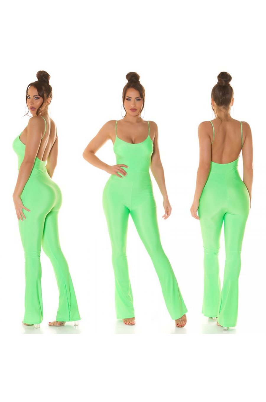 Salopeta verde neon, mulata, cu spatele gol, Joliena Salopeta verde neon, mulata, cu spatele gol, Joliena 6 - jojofashion.ro