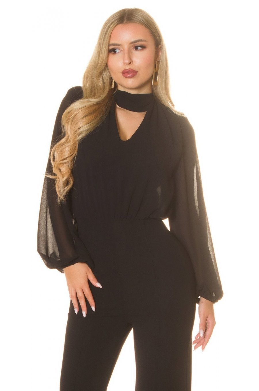 Salopeta de ocazie evazata neagra cu maneca lunga Seraya Salopeta de ocazie evazata neagra cu maneca lunga Seraya 3 - jojofashion.ro