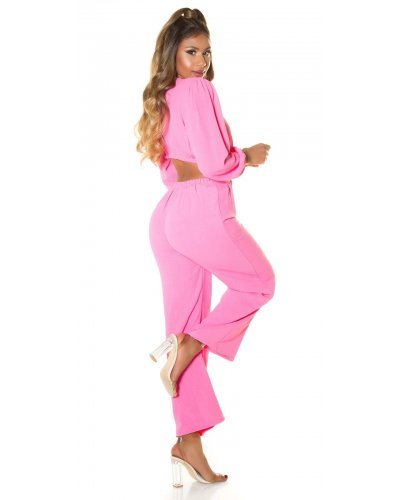 Salopete dama, Salopeta eleganta evazata roz de vara Lazza - jojofashion.ro