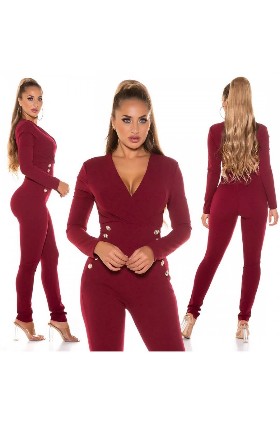 Salopeta dama eleganta burgundy, mulata Axena 6 - jojofashion.ro