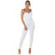Salopeta de dama eleganta alba, conica, cu umerii goi Klotilde 2 - jojofashion.ro