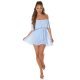 Salopeta eleganta scurta baby blue cu volan Catrin Salopeta eleganta scurta baby blue cu volan Catrin 2 - jojofashion.ro