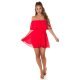 Salopeta eleganta scurta rosie cu volan Catrin Salopeta eleganta scurta rosie cu volan Catrin 4 - jojofashion.ro