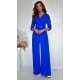 Salopeta eleganta, evazata, albastra, cu maneca trei sferturi, KatrinW Salopeta eleganta, evazata, albastra, cu maneca trei sferturi, KatrinW 2 - jojofashion.ro