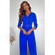 Salopeta eleganta, evazata, albastra, cu maneca trei sferturi, KatrinW Salopeta eleganta, evazata, albastra, cu maneca trei sferturi, KatrinW 4 - jojofashion.ro