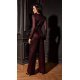 Salopeta eleganta evazata din paiete burgundy cu maneca lunga Geena 3 - jojofashion.ro