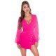 Salopeta dama eleganta roz scurta cu maneci din tul Debora 2 - jojofashion.ro