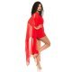 Salopeta scurta rosie din chiffon cu maneci fluture Mellya 3 - jojofashion.ro