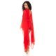 Salopeta scurta rosie din chiffon cu maneci fluture Mellya 5 - jojofashion.ro