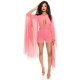 Salopeta scurta somon din chiffon cu maneci fluture Mellya Salopeta scurta somon din chiffon cu maneci fluture Mellya 2 - jojofashion.ro