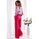 Salopeta femei eleganta evazata, roz, cu flori pe bust, Latoya Salopeta femei eleganta evazata, roz, cu flori pe bust, Latoya 3 - jojofashion.ro