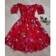 Rochie de vara scurta rosie cu flori in clos Pinky 2 - jojofashion.ro