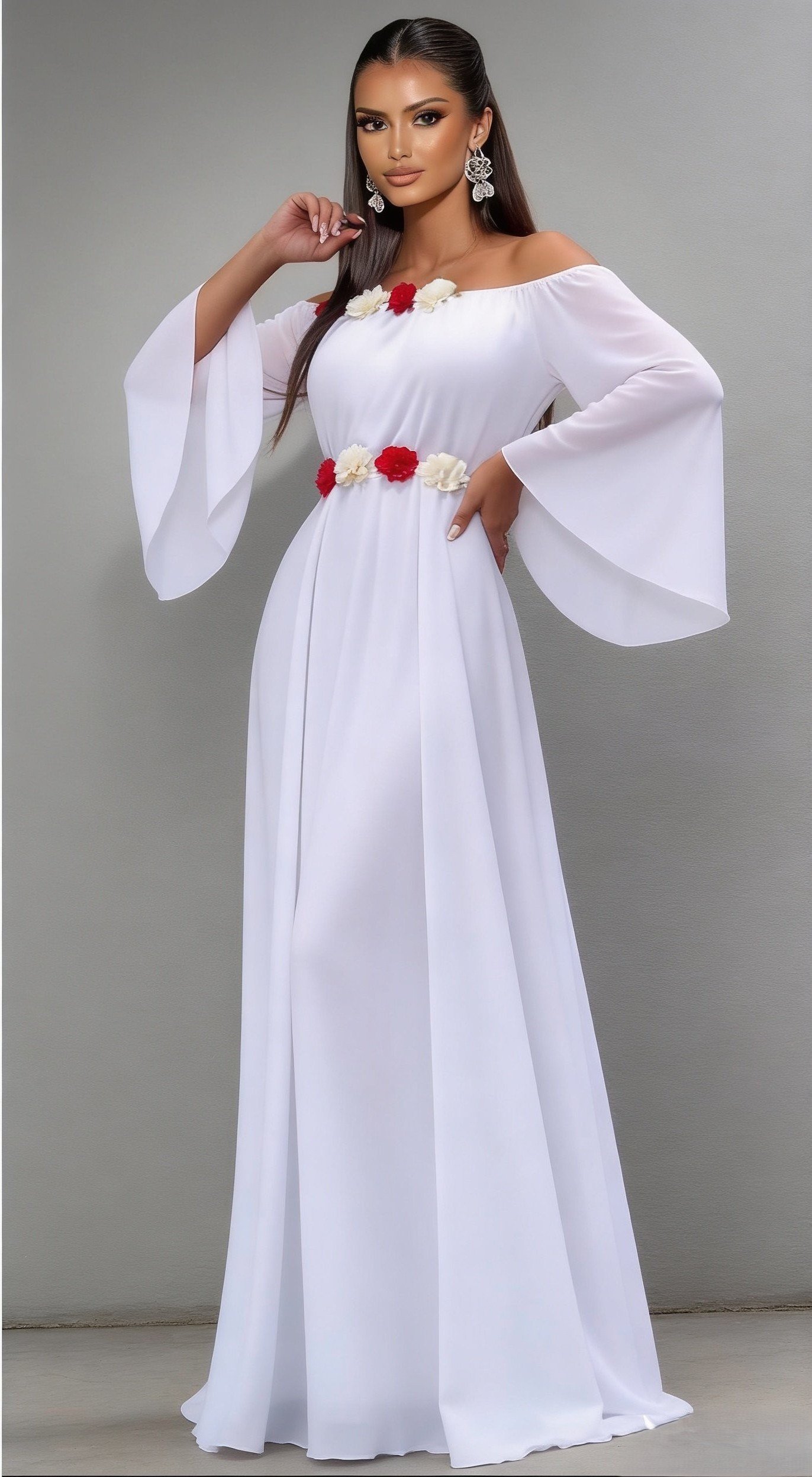 rochie lunga Rochie cununie civila alba lunga din voal AngelD