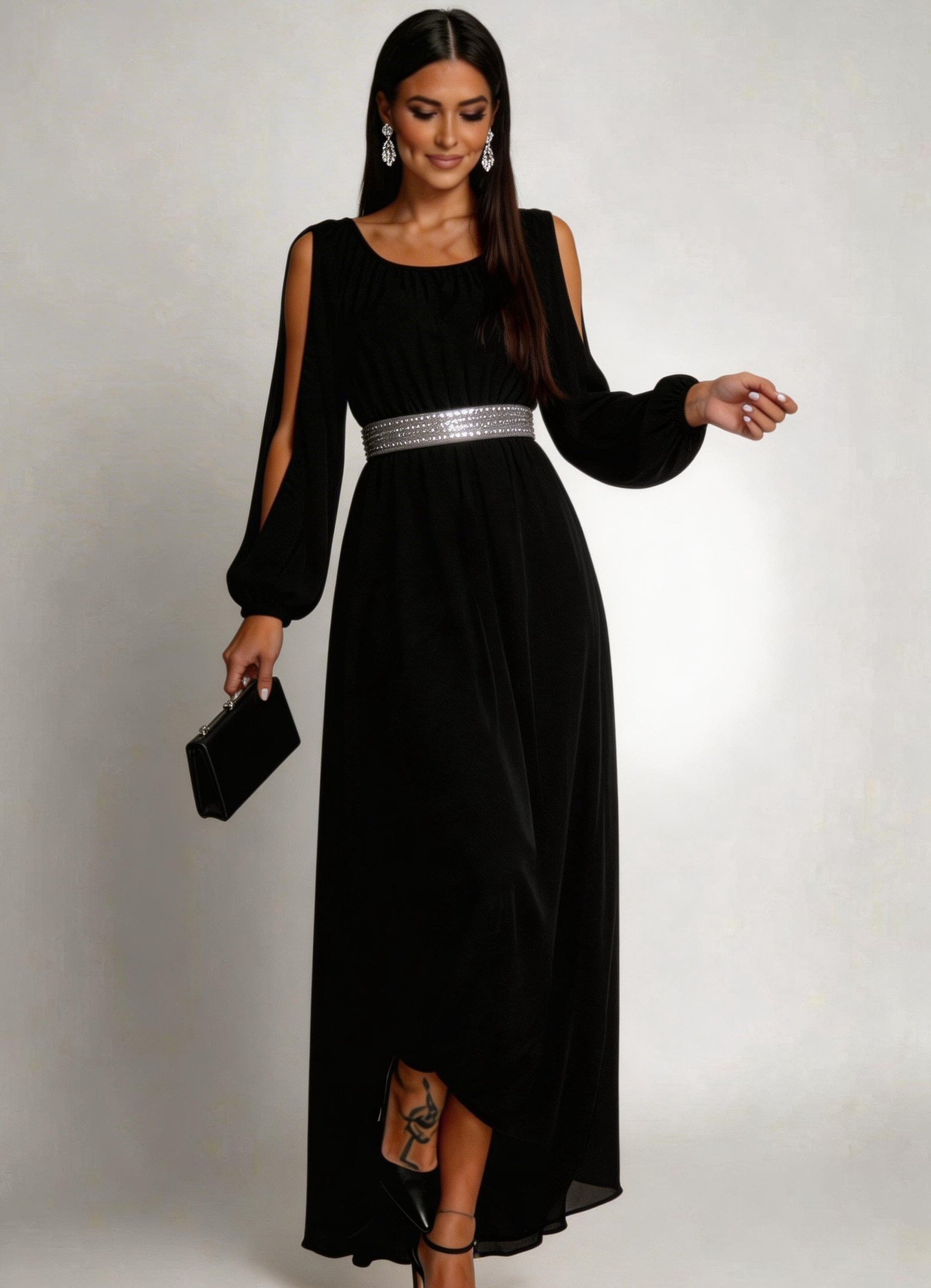 rochie mini de seara Rochie lunga neagra din voal vaporoasa Afrodita