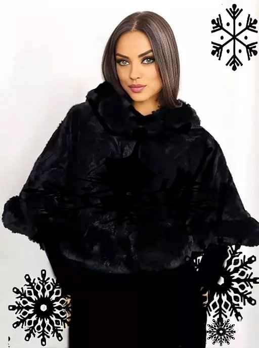 Capa dama din blana eco neagra Olga