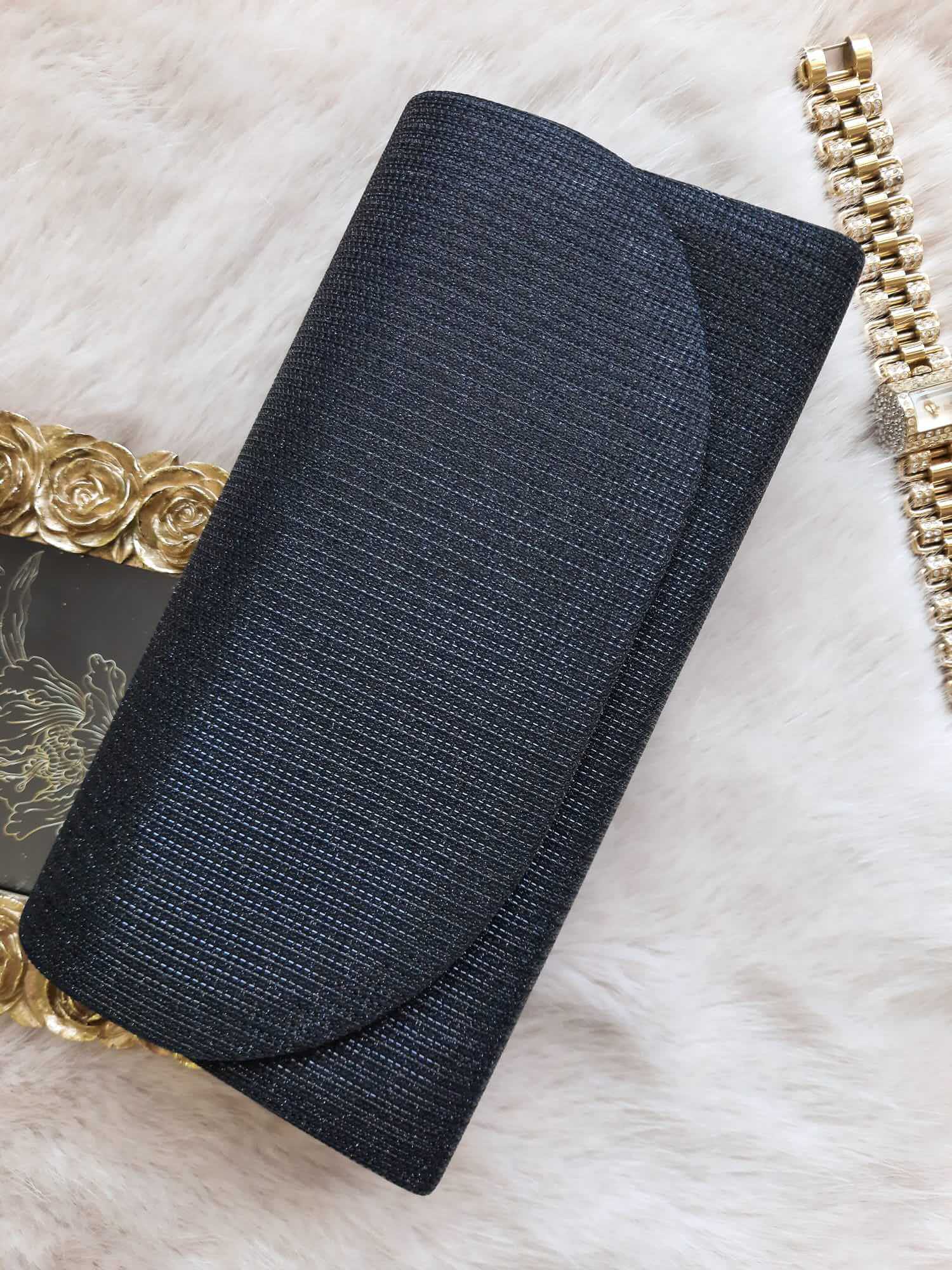 Plic glitter negru cu striatii Brilliance