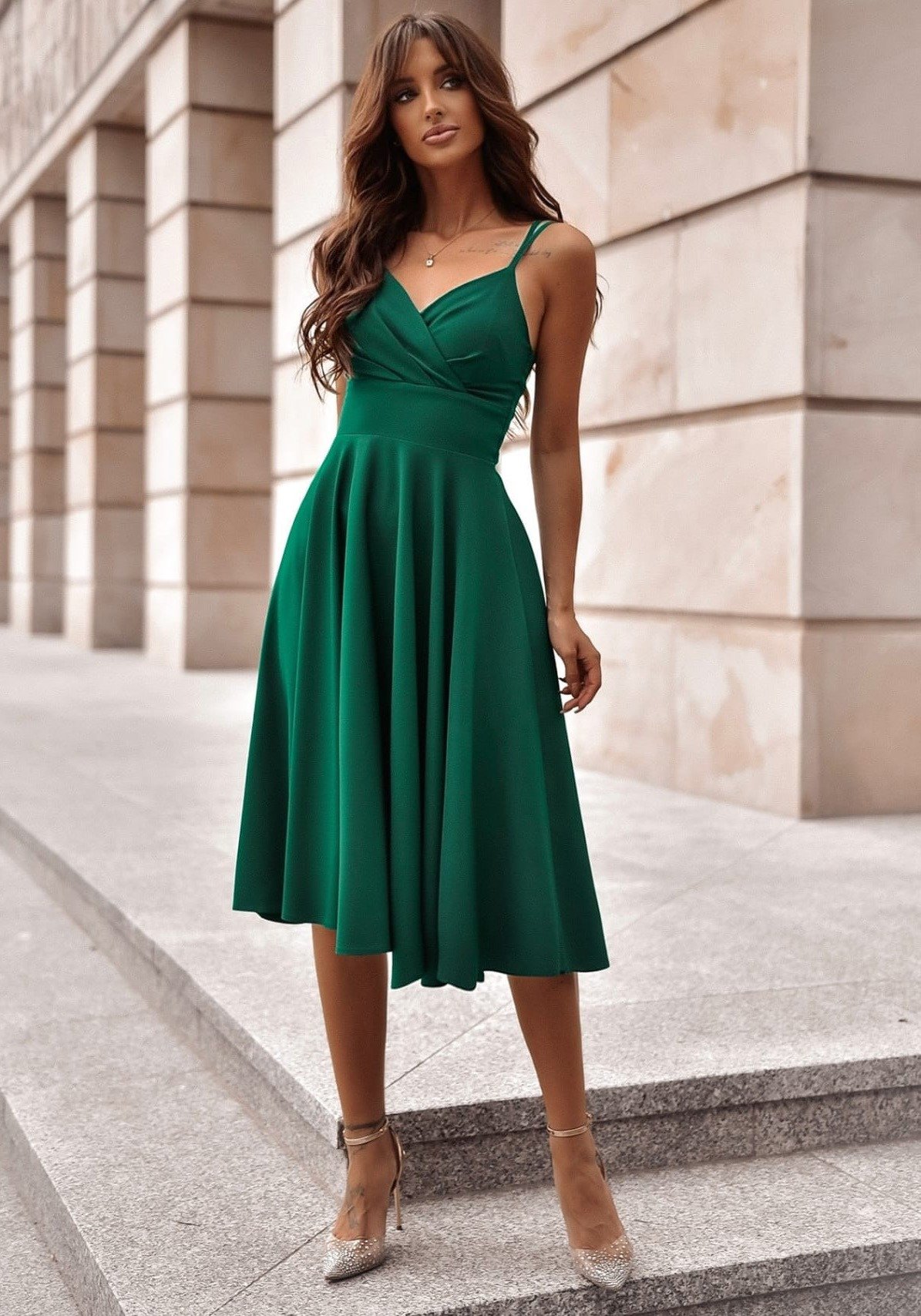 frigidere retro Rochie midi verde tip baby doll din bumbac retro in clos TifaniW3