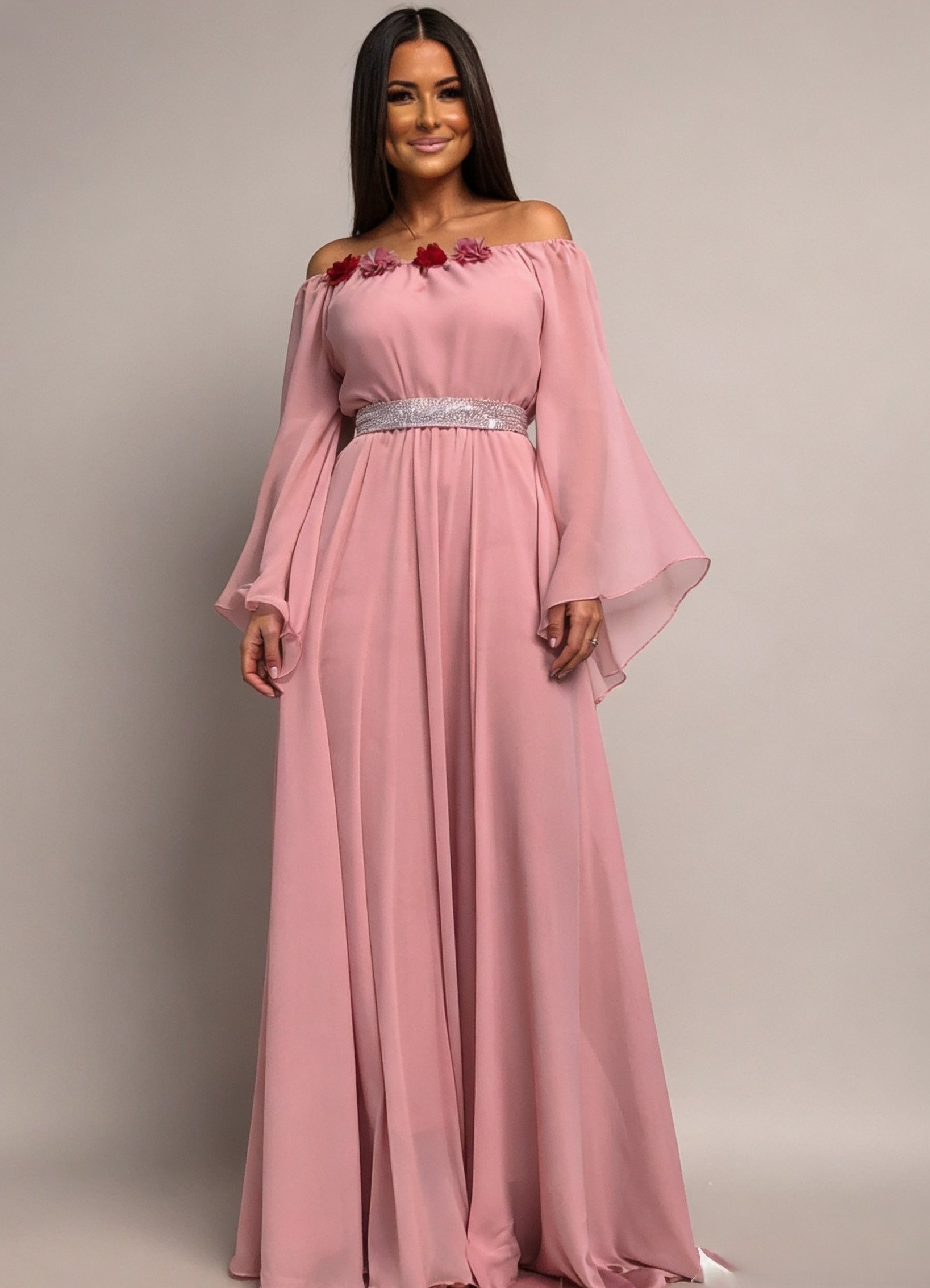rochie roz scurta eleganta Rochie lunga din voal roz FairyTale