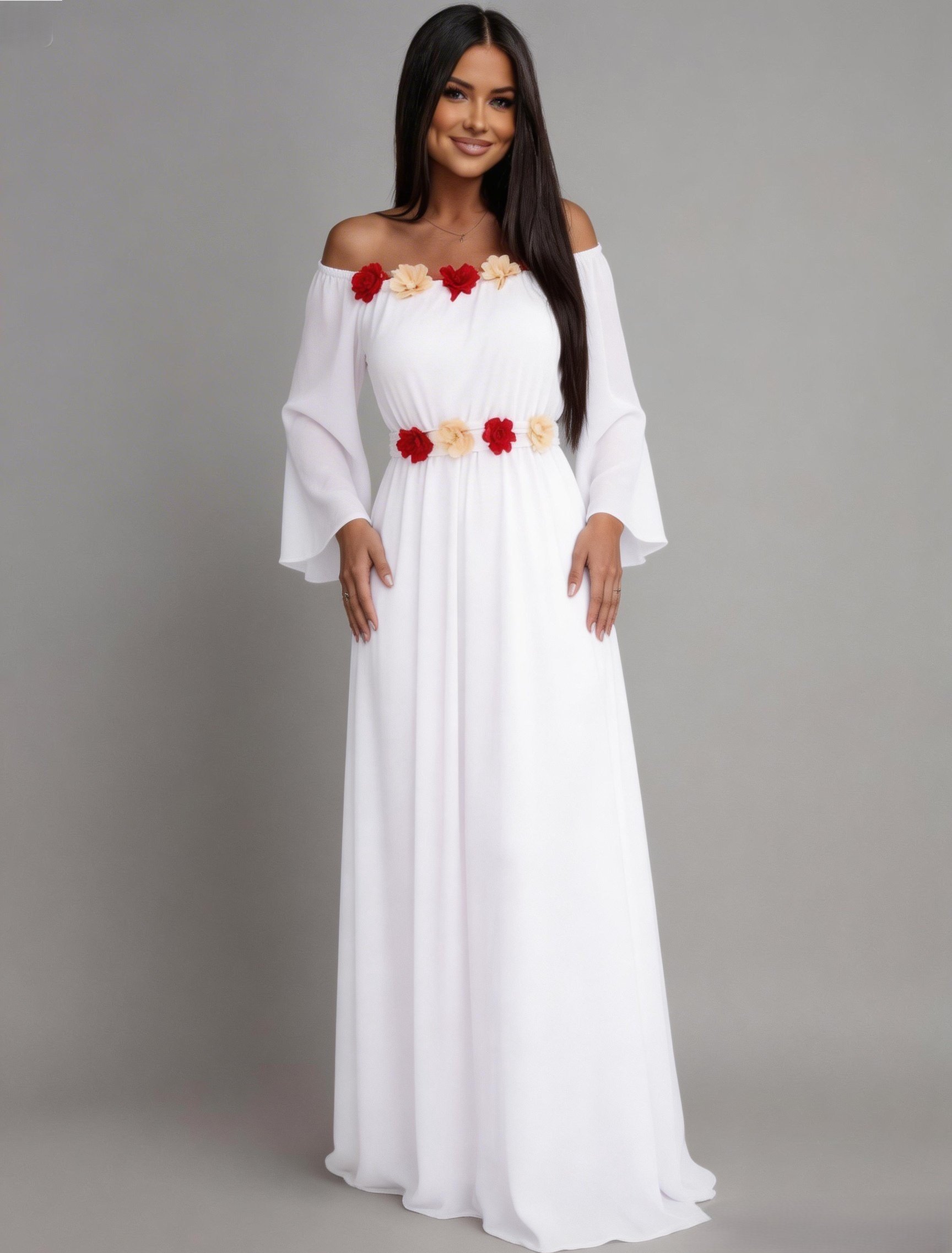 JojoFashion Rochie cununie civila alba lunga din voal AngelD
