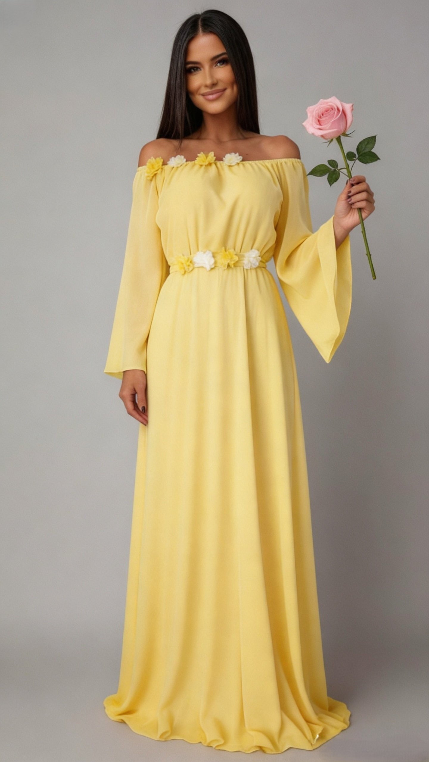 rochie lunga Rochie lunga galbena din voal vaporoasa AngelD